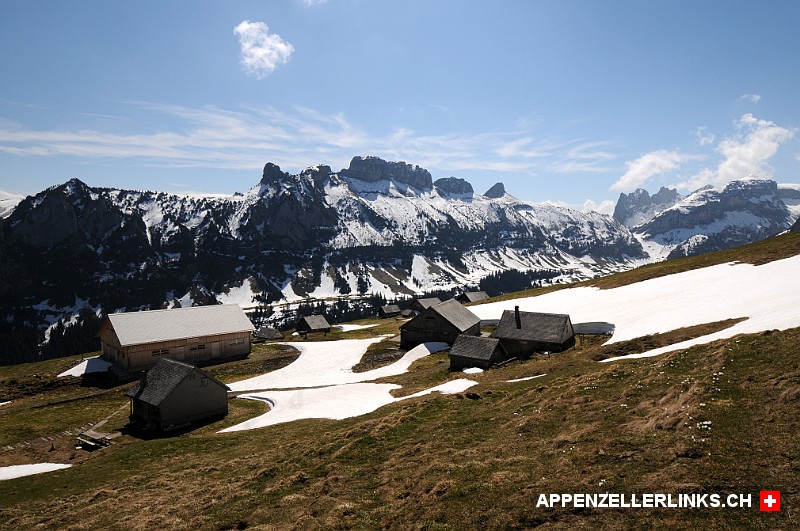 Huetten auf der Alp Sigel im Alpstein