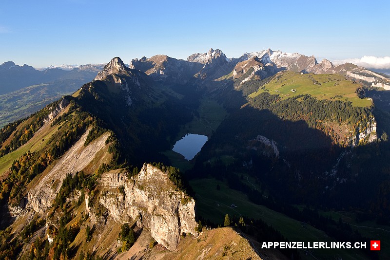 Klas­si­scher Alp­stein-Aus­blick vom Ho­hen Kas­ten