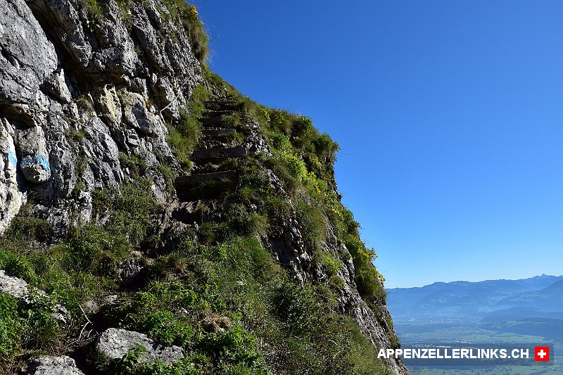 Steiler Berg-Pfad von der Alp Loch auf den Mutschen