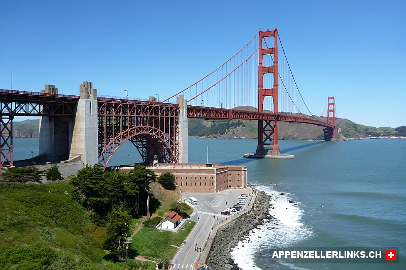 Blick auf Fort Point und die Golden Gate Bridge