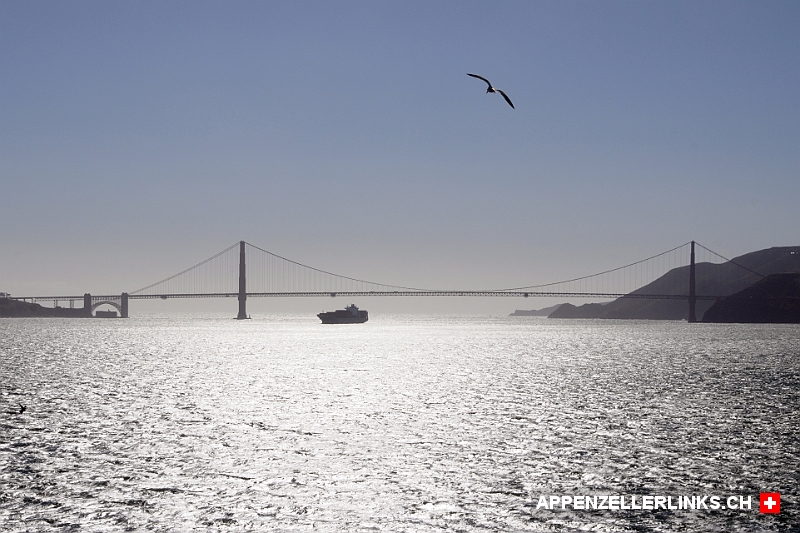 Blick von Alcatraz auf die Golden Gate Bridge 